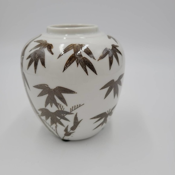 Art Pottery Stoneware Vase With Bamboo Print Clear Glaze - Picture 4 of 8